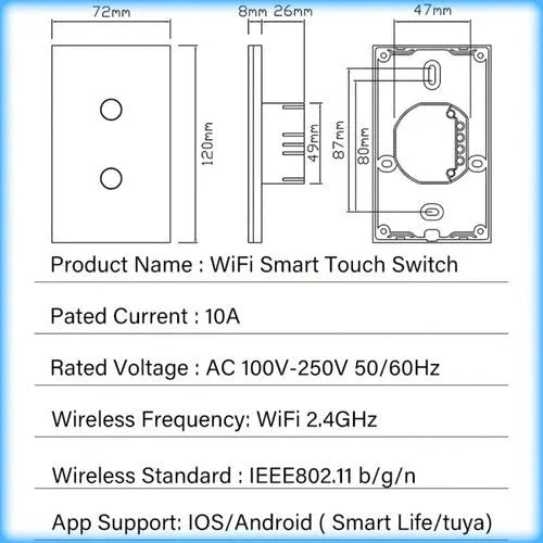 Interruptor Inteligente Wi-fi 2 Botões Alexa Google Home App